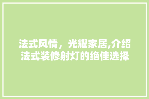 法式风情，光耀家居,介绍法式装修射灯的绝佳选择 法式风情，光耀家居,介绍法式装修射灯的绝佳选择 厨房维修
