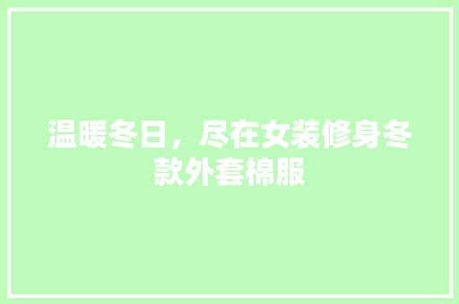 温暖冬日，尽在女装修身冬款外套棉服 温暖冬日，尽在女装修身冬款外套棉服 厨房维修