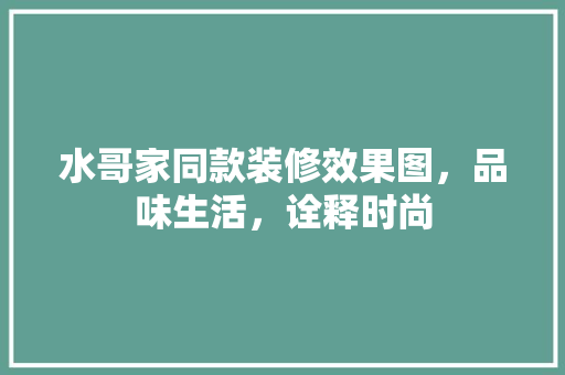 水哥家同款装修效果图，品味生活，诠释时尚 水哥家同款装修效果图，品味生活，诠释时尚 户内维修