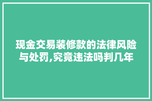 现金交易装修款的法律风险与处罚,究竟违法吗判几年 现金交易装修款的法律风险与处罚,究竟违法吗判几年 居家维修