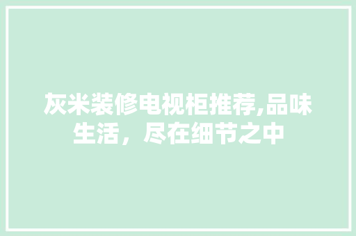 灰米装修电视柜推荐,品味生活，尽在细节之中 灰米装修电视柜推荐,品味生活，尽在细节之中 居家维修
