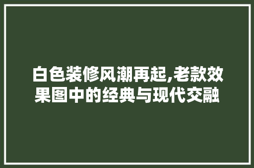白色装修风潮再起,老款效果图中的经典与现代交融 白色装修风潮再起,老款效果图中的经典与现代交融 居家维修
