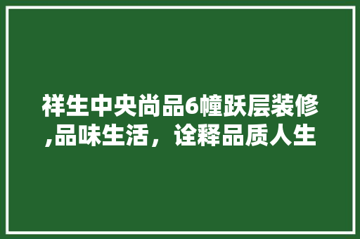 祥生中央尚品6幢跃层装修,品味生活，诠释品质人生 祥生中央尚品6幢跃层装修,品味生活，诠释品质人生 居家维修
