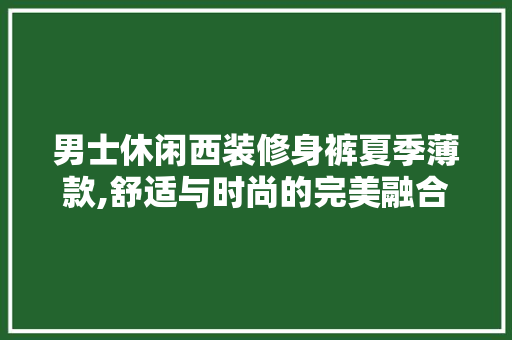男士休闲西装修身裤夏季薄款,舒适与时尚的完美融合 男士休闲西装修身裤夏季薄款,舒适与时尚的完美融合 厨房维修