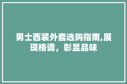 男士西装外套选购指南,展现格调，彰显品味 男士西装外套选购指南,展现格调，彰显品味 户内维修