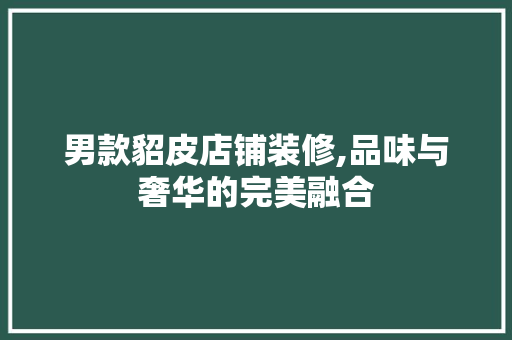 男款貂皮店铺装修,品味与奢华的完美融合 男款貂皮店铺装修,品味与奢华的完美融合 厨房维修