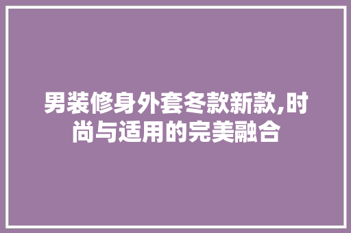 男装修身外套冬款新款,时尚与适用的完美融合 男装修身外套冬款新款,时尚与适用的完美融合 户内维修
