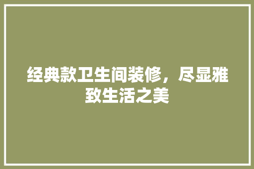 经典款卫生间装修，尽显雅致生活之美 经典款卫生间装修，尽显雅致生活之美 户内维修