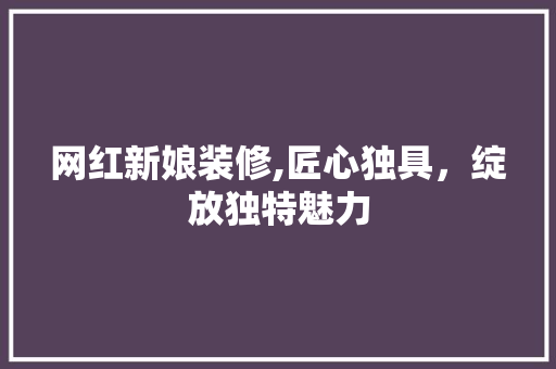 网红新娘装修,匠心独具，绽放独特魅力 网红新娘装修,匠心独具，绽放独特魅力 居家维修