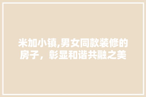 米加小镇,男女同款装修的房子，彰显和谐共融之美 米加小镇,男女同款装修的房子，彰显和谐共融之美 家电维修