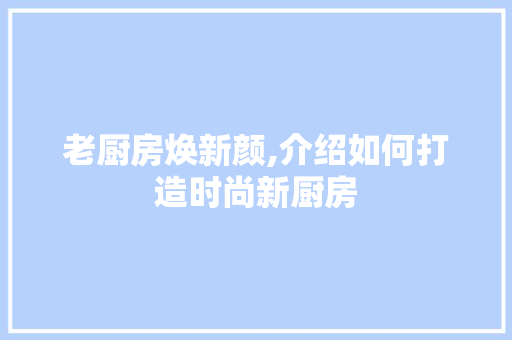 老厨房焕新颜,介绍如何打造时尚新厨房 老厨房焕新颜,介绍如何打造时尚新厨房 家电维修