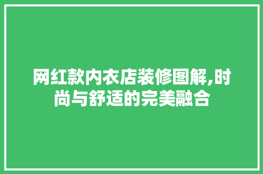 网红款内衣店装修图解,时尚与舒适的完美融合 网红款内衣店装修图解,时尚与舒适的完美融合 家电维修