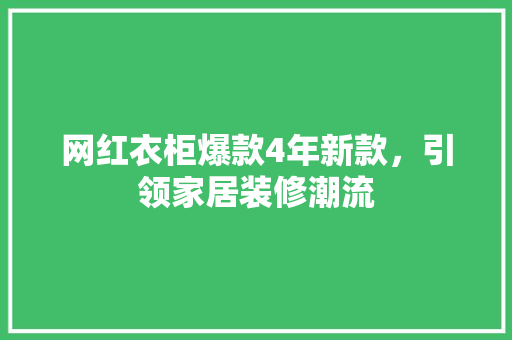 网红衣柜爆款4年新款，引领家居装修潮流 网红衣柜爆款4年新款，引领家居装修潮流 厨房维修