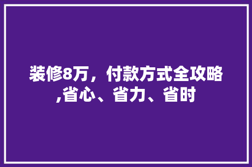 装修8万，付款方式全攻略,省心、省力、省时 装修8万，付款方式全攻略,省心、省力、省时 居家维修