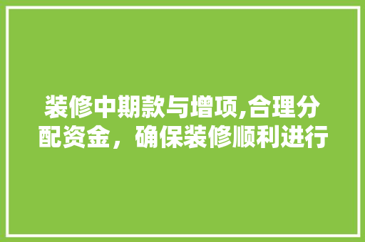装修中期款与增项,合理分配资金，确保装修顺利进行 装修中期款与增项,合理分配资金，确保装修顺利进行 家电维修