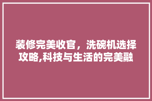 装修完美收官，洗碗机选择攻略,科技与生活的完美融合 装修完美收官，洗碗机选择攻略,科技与生活的完美融合 墙体维修