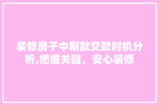 装修房子中期款交款时机分析,把握关键，安心装修 装修房子中期款交款时机分析,把握关键，安心装修 居家维修