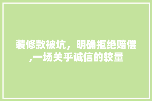 装修款被坑，明确拒绝赔偿,一场关乎诚信的较量 装修款被坑，明确拒绝赔偿,一场关乎诚信的较量 厨房维修