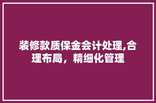 装修款质保金会计处理,合理布局，精细化管理 装修款质保金会计处理,合理布局，精细化管理 墙体维修