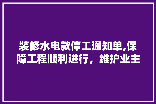 装修水电款停工通知单,保障工程顺利进行，维护业主合法权益 装修水电款停工通知单,保障工程顺利进行，维护业主合法权益 居家维修
