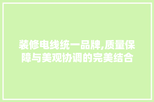 装修电线统一品牌,质量保障与美观协调的完美结合 装修电线统一品牌,质量保障与美观协调的完美结合 户内维修