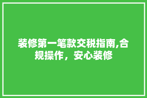 装修第一笔款交税指南,合规操作，安心装修 装修第一笔款交税指南,合规操作，安心装修 厨房维修