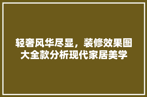 轻奢风华尽显，装修效果图大全款分析现代家居美学 轻奢风华尽显，装修效果图大全款分析现代家居美学 户内维修