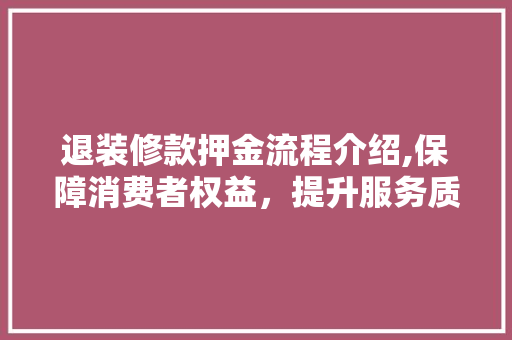 退装修款押金流程介绍,保障消费者权益，提升服务质量的关键环节 退装修款押金流程介绍,保障消费者权益，提升服务质量的关键环节 家电维修