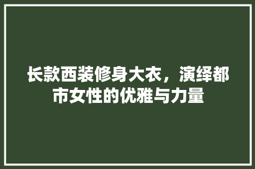 长款西装修身大衣，演绎都市女性的优雅与力量 长款西装修身大衣，演绎都市女性的优雅与力量 家电维修