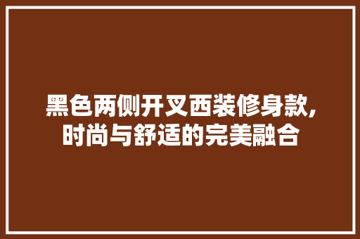 黑色两侧开叉西装修身款,时尚与舒适的完美融合 黑色两侧开叉西装修身款,时尚与舒适的完美融合 户内维修