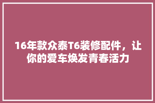 16年款众泰T6装修配件，让你的爱车焕发青春活力 16年款众泰T6装修配件，让你的爱车焕发青春活力 墙体维修