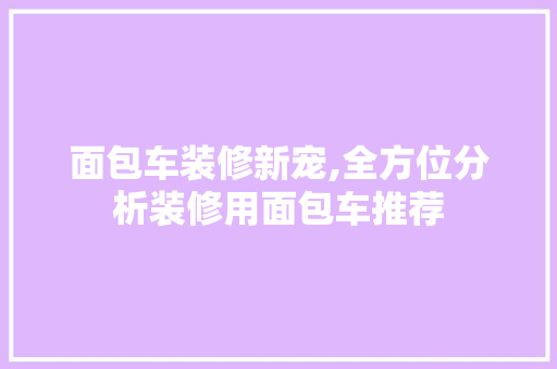 面包车装修新宠,全方位分析装修用面包车推荐 面包车装修新宠,全方位分析装修用面包车推荐 家电维修