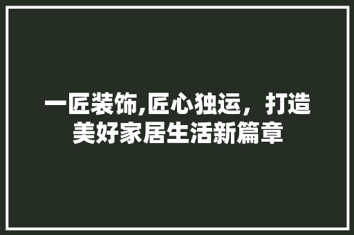 一匠装饰,匠心独运，打造美好家居生活新篇章 一匠装饰,匠心独运，打造美好家居生活新篇章 厨房维修
