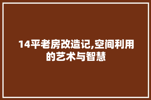 14平老房改造记,空间利用的艺术与智慧