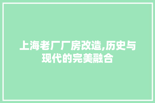 上海老厂厂房改造,历史与现代的完美融合