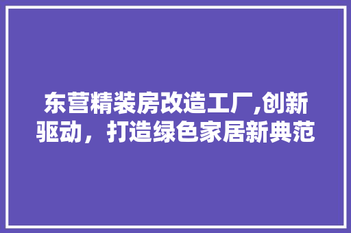 东营精装房改造工厂,创新驱动，打造绿色家居新典范 家电维修