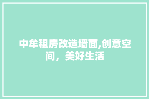 中牟租房改造墙面,创意空间，美好生活 户内维修