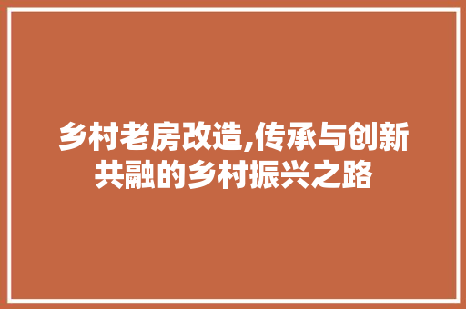 乡村老房改造,传承与创新共融的乡村振兴之路 户内维修