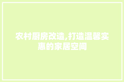 农村厨房改造,打造温馨实惠的家居空间