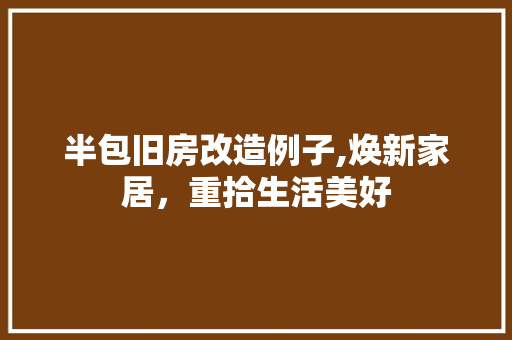 半包旧房改造例子,焕新家居，重拾生活美好