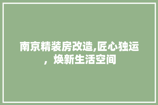 南京精装房改造,匠心独运，焕新生活空间